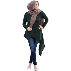 Verona Collection Womens Modest Button Down Blouse, Green, NWT